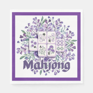 Purple Mahjong Tiles Napkin