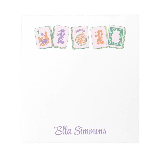 Purple Mahjong Tiles Notepad, Personalized Notepad (Front)