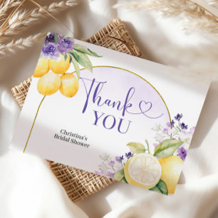 Purple Main Squeeze Lemon Bridal Shower Thank You Card