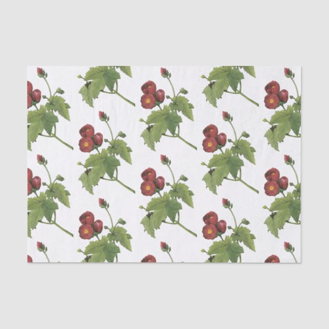 Purple mallow Flower Pattern Tissue Paper (Front)