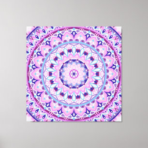 Purple Mandala Boho Art Geometric Pattern Vibrant Canvas Print