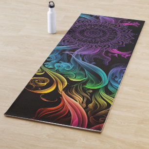 Purple Mandala Bold Black Colourful Chakra Yoga Mat