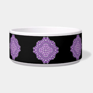 purple mandala cat food bowl
