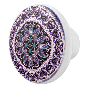 Purple Mandala Ceramic Knob