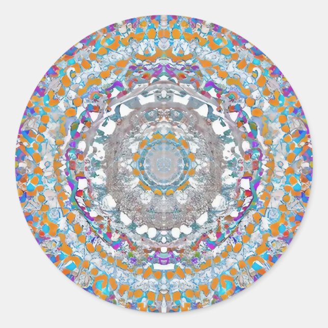 Purple Mandala Classic Round Sticker (Front)