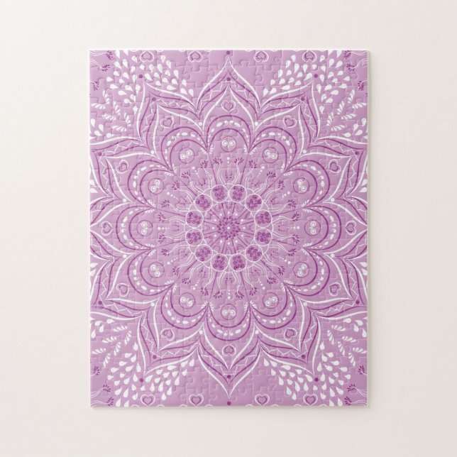 Purple Mandala Elegant Lotus Flower Jigsaw Puzzle (Vertical)