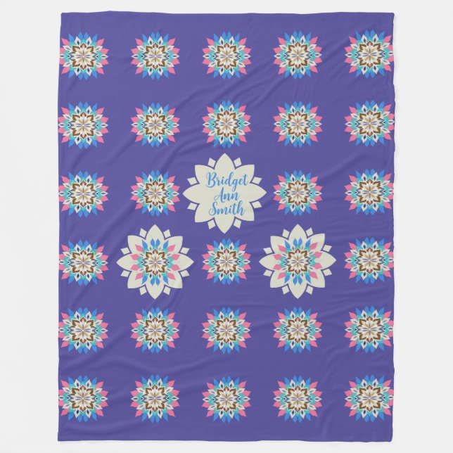 Purple Mandala Fleece 60 x 80 Blanket (Front)