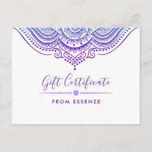 Purple Mandala Gift Certificate Design Postcard