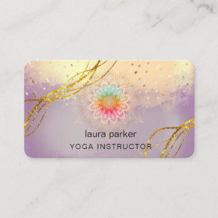 Purple Mandala Gold Meditation Holistic Elegant   Business Card
