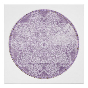 Purple Mandala Grunge Circle Meditation Poster