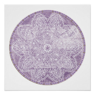 Purple Mandala Grunge Circle Meditation Poster