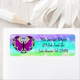 Purple Mandala Heart with Butterfly