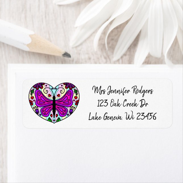 Purple Mandala Heart with Butterfly (Insitu)