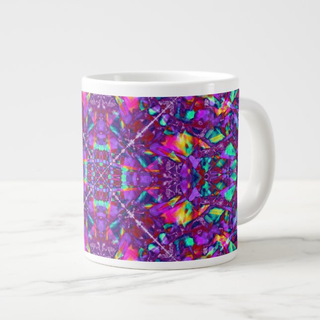 Purple Mandala Hippie Pattern Large Coffee Mug (Front Right)