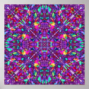 Purple Mandala Hippie Pattern Poster
