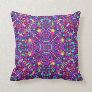Purple Mandala Hippie Pattern Throw Pillow