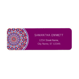 Purple Mandala Modern Retours Étiquettes d'adresse