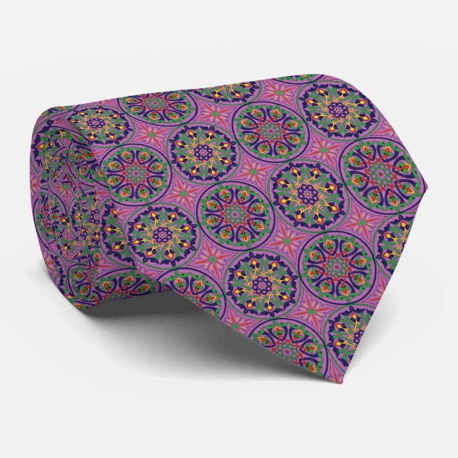 purple mandala pattern tie (Rolled)