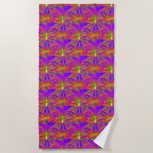 purple mandala pattern yellow beach towel