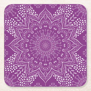 Purple Mandala Square Paper Coaster