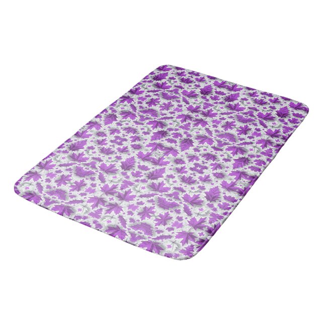 Purple Maple Leaves Blanket Bath Mat (Angled)