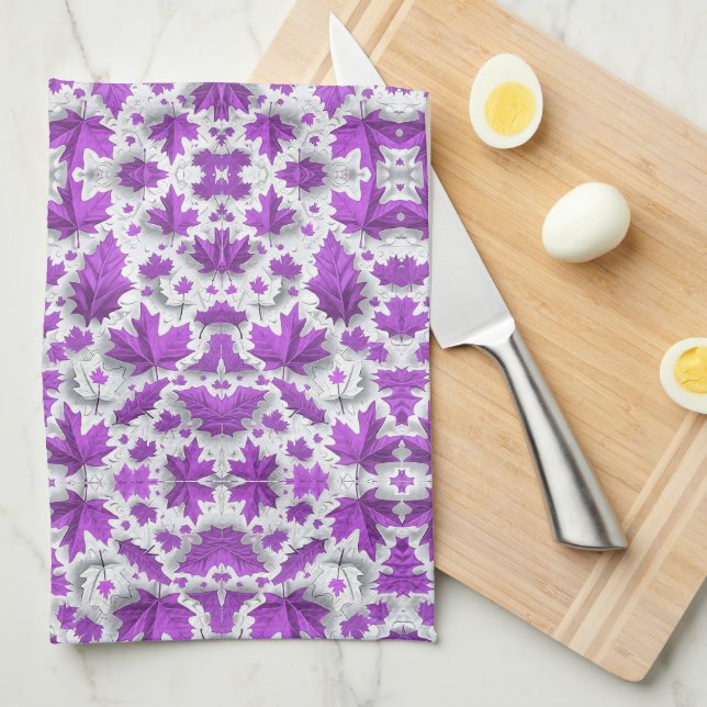 Purple Maple Leaves Blanket Kitchen Towel (Quarter Fold)