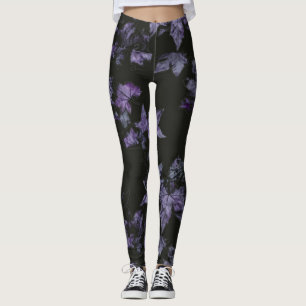 Purple maple leaves pattern  leggings