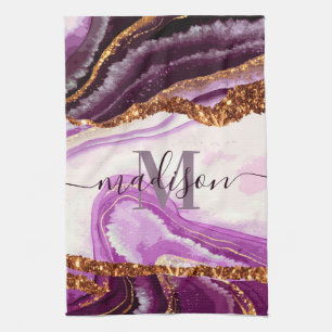 Purple Marble and Glitter Kitchen Towel