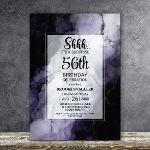 Purple Marble Any Age Surprise Birthday Party Invitation