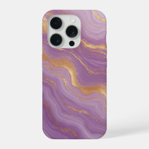 Purple Marble Background With Gold Veins iPhone 15 Pro Case