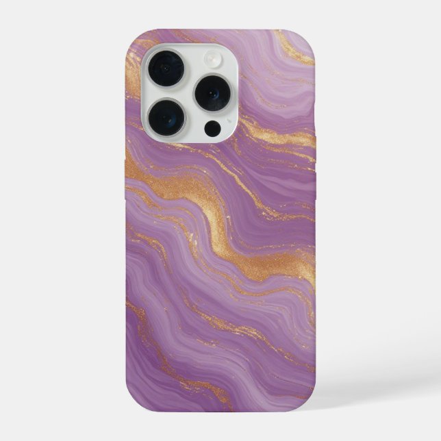 Purple Marble Background With Gold Veins iPhone Case (Back)