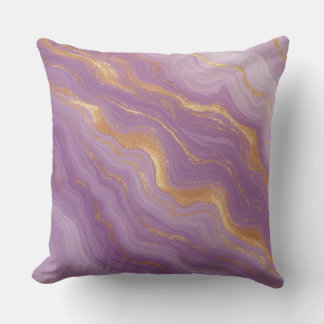 Purple Marble Background With Gold Veins Throw Pillow