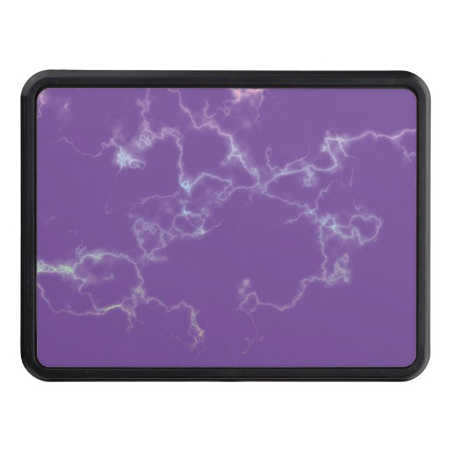 Purple Marble Electricity Colourful Design Trailer Hitch Cover (Front)