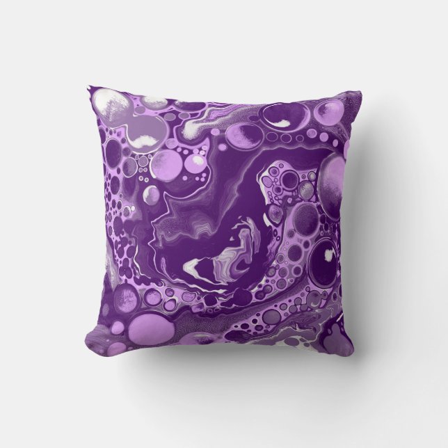 Purple Marble Fluid Art Cells  Throw Pillow (Front)