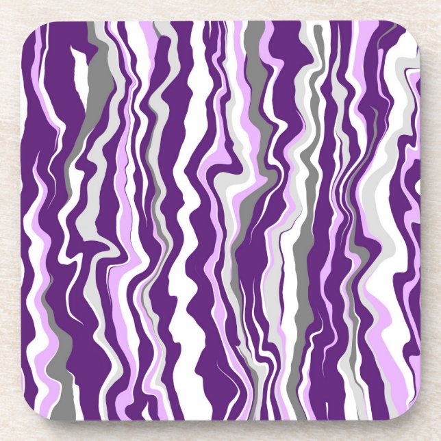Purple Marble Fluid Art Stripes   Coaster (Front)