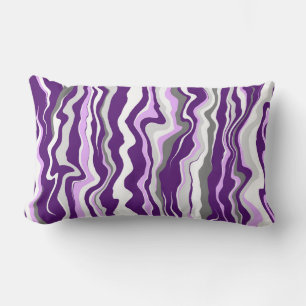 Purple Marble Fluid Art Stripes    Lumbar Pillow