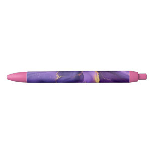 Purple Marble Galaxy Black Ink Pen
