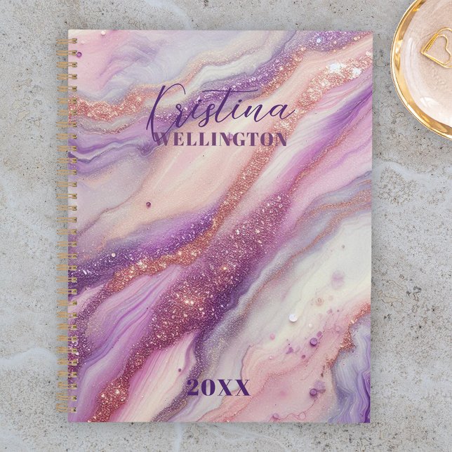 Purple Marble Glitter Veins and Swirls Yearly  Planner (Creator Uploaded)