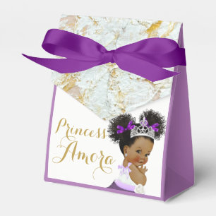 Purple Marble Gold & White Fancy African Princess Favor Box