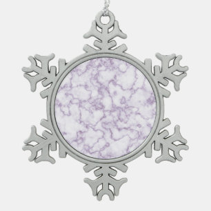 Purple Marble Pattern Snowflake Pewter Christmas Ornament