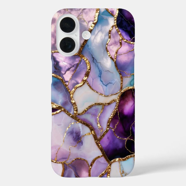Purple Marble Phone Case Gold Abstract Luxury (Back)