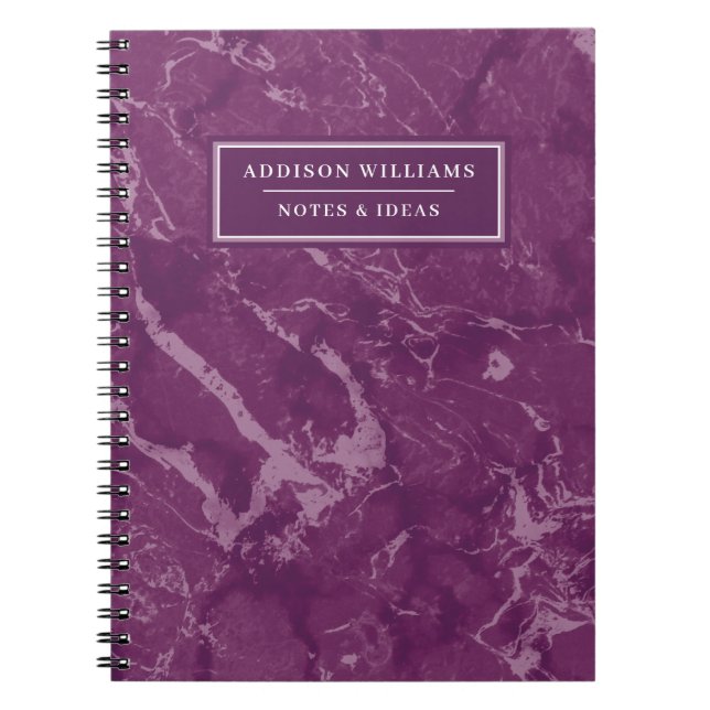 Purple Marble Unique Name Custom Notebook (Front)