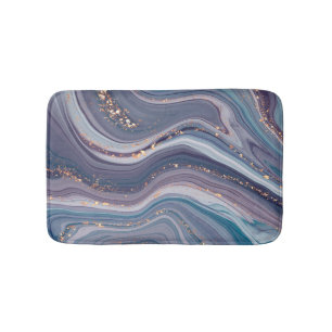 Purple Marbled Gold Glitter  Bath Mat