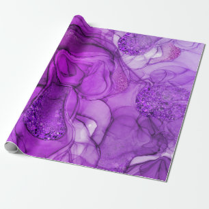 Purple marbling sensations wrapping paper