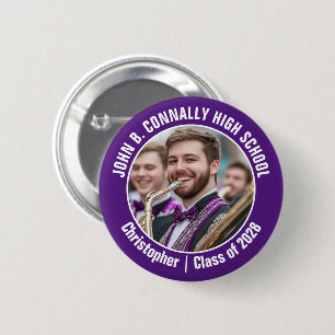 Purple Marching Band Photo High School Brag 2 Inch Round Button