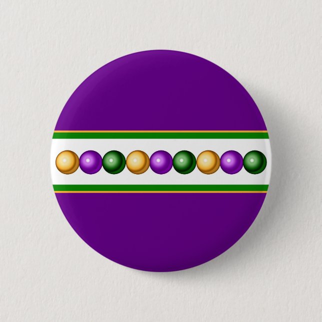 Purple Mardi Gras Beads Button (Front)