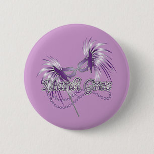 Purple Mardi Gras Mask 2 Inch Round Button