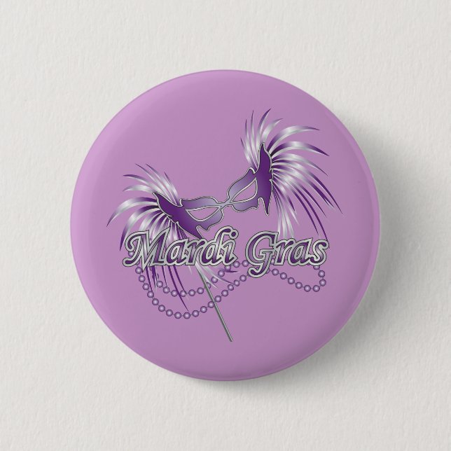 Purple Mardi Gras Mask 2 Inch Round Button (Front)