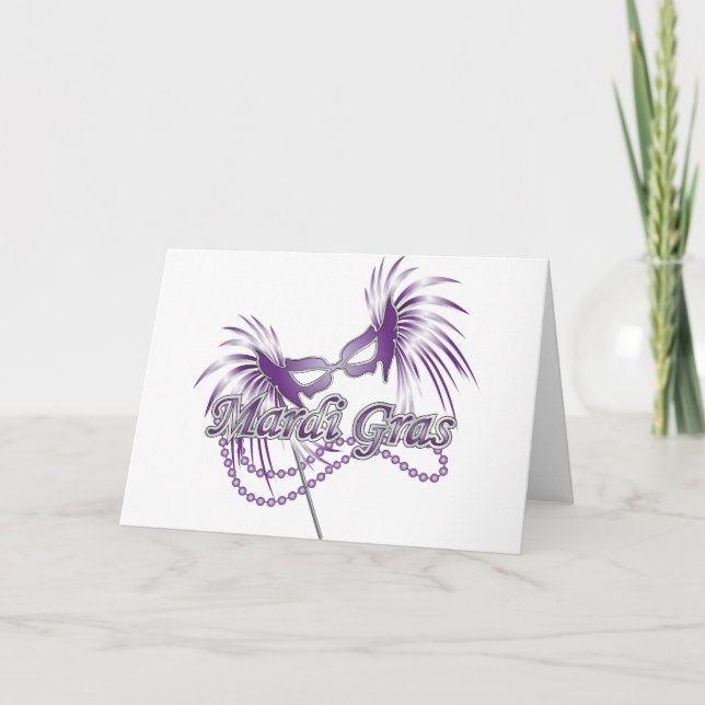 Purple Mardi Gras Mask Card (Front)
