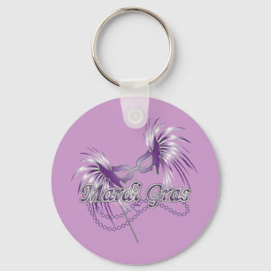 Purple Mardi Gras Mask Keychain